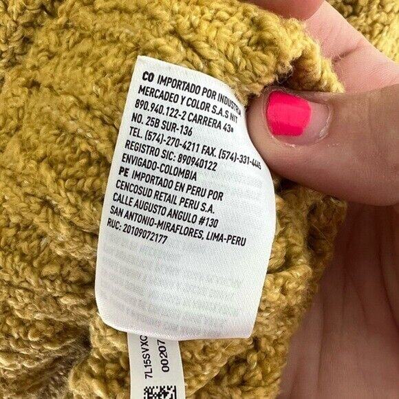 American Eagle yellow v-neck balloon sleeve knit sweater mini dress M Tall - Picture 8 of 11